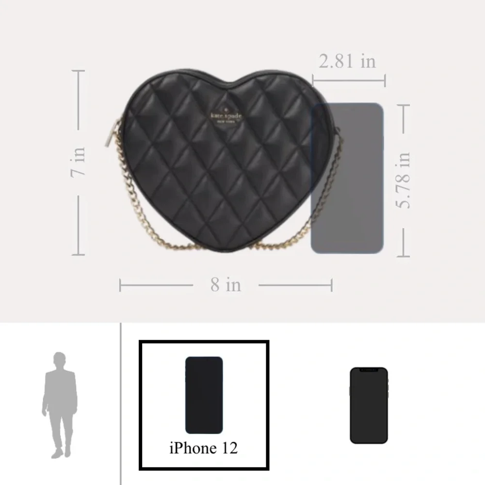 kate spade NWT! Love Shack Black Quilted Heart Crossbody Purse - Picture 6 of 9